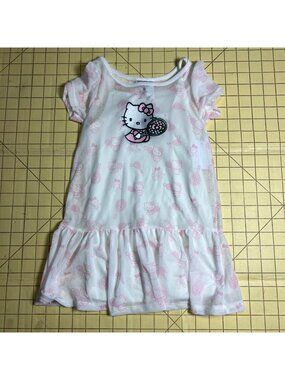 Hello Kitty Toddler Dress Coconut Milk Tennis Print 2T Mesh Overlay Short Sleeve